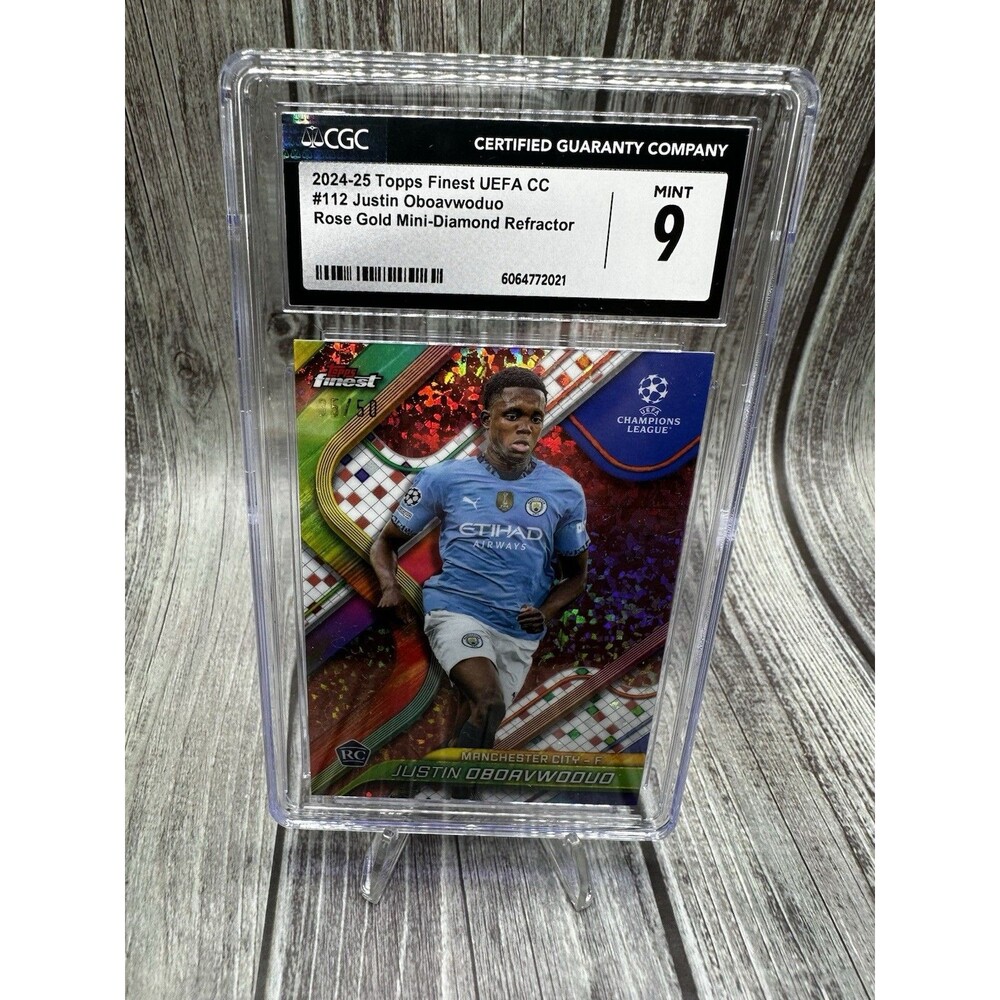 2024-25 Topps Finest Uefa CC Justin Oboavwoduo #112 Rose Gold Mini Diamond /50